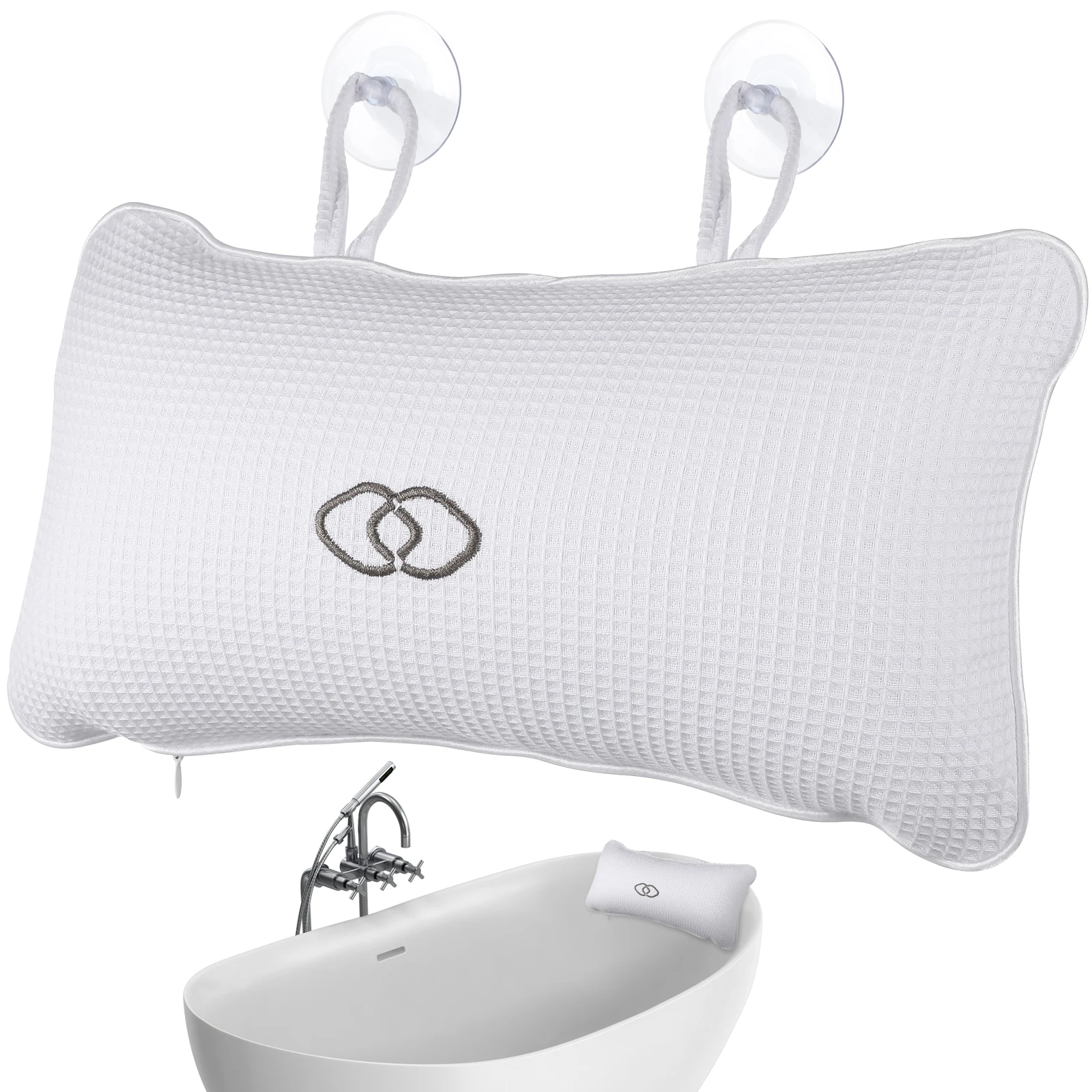 

Luxury Bath Pillow Bathtub Inflatable PVC Bag Mesh Texture Comfortable Head Neck Support Relaxation White Bathroom for Spa