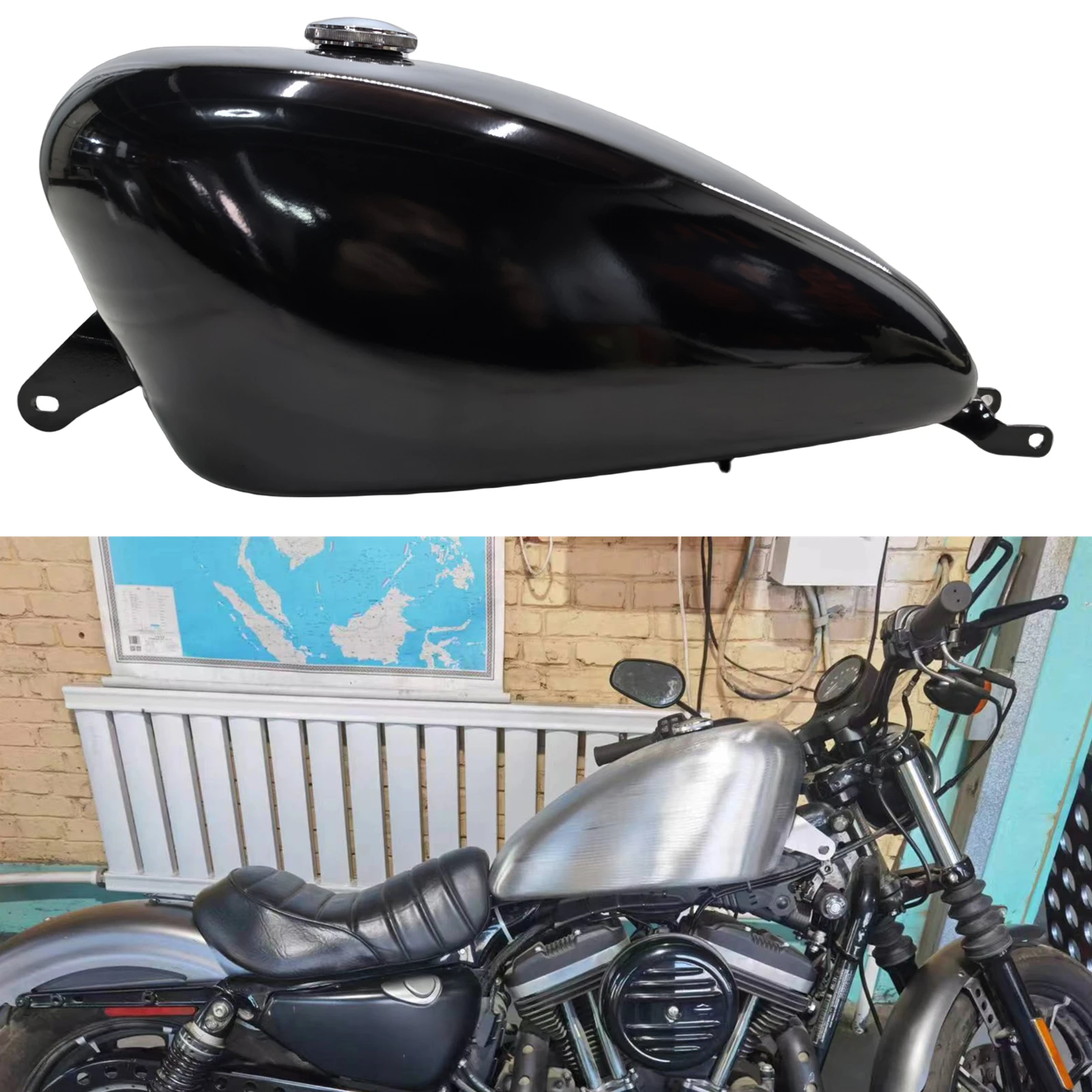 19L 3.7 Gal. Motorcycle Petrol Gas Fuel Tank For Harley-Davidson Sportster XL 883 1200 48 Forty Eight XL1200X 2007-2022