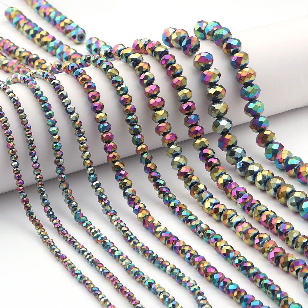 64-130 teile/los Facettierte Glas Kristall Perlen Runde Flache Lose Spacer Perlen Für Schmuck Machen DIY Armband Halskette Zubehör
