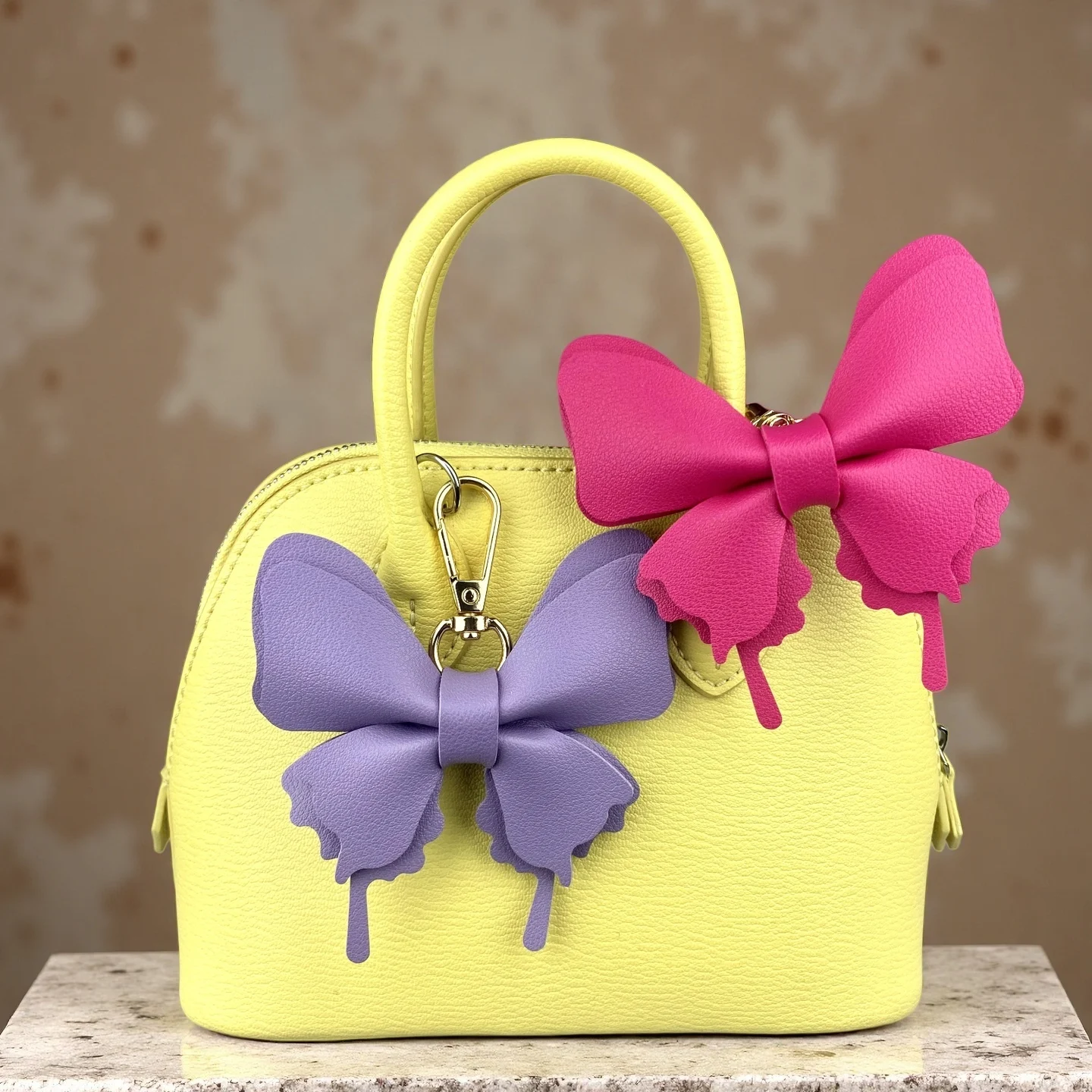 Elegant Double-Layer PU Leather Butterfly Bag Charm Keychain-Stylish Bohemian Pendant for Women's Tote, Shoulder Bag & Backpack - view 4