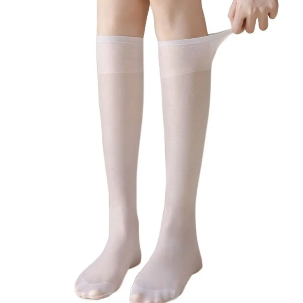 

1 Pair Solid Color Ultra-thin Nylon Stocking Sweat-absorbing Breathable Women Long Socks Anti-fric