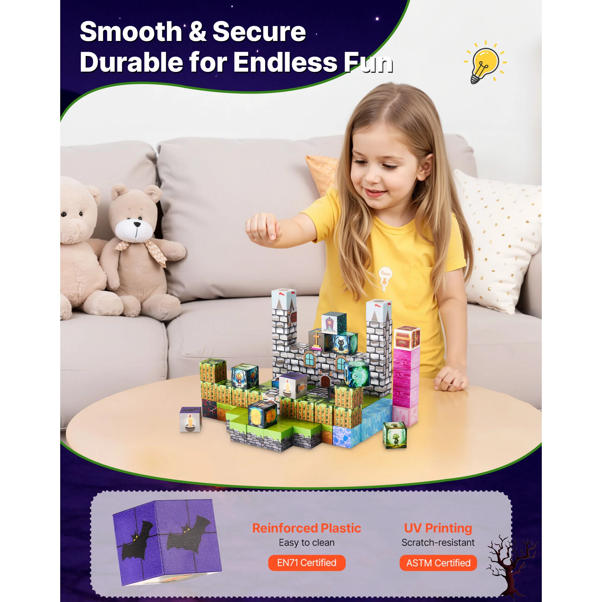 SucceBuy 100 SZT. Magnetyczne Klocki Zestaw Zombi z Cmentarza Magnetyczne Klocki Konstrukcyjne Zabawki do Układania dla Dzieci Prezent na Urodziny