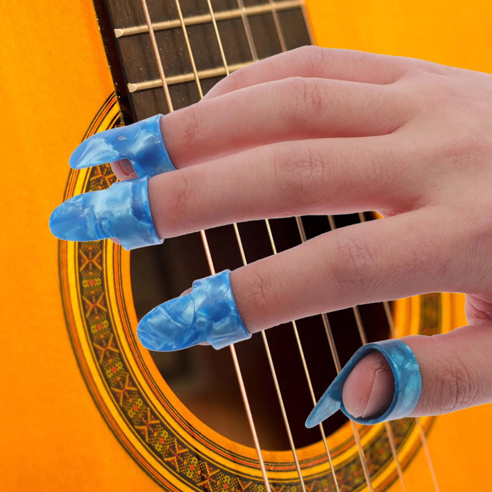 

1 Set Plastic Finger Banjo Thumb Picks Ultra Thin Durable Compact For Guitarists Beginners Storage Box Right Hand Picks Guitar