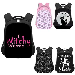 Witch Witchcraft Backpack for Teenager Girl Children School Bag Magical Moon Cat Rucksack Gothic Daypack Laptop Backpack Bookbag