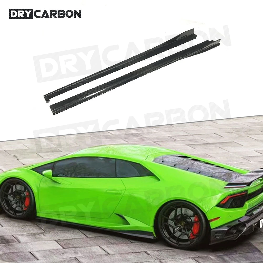 

2PCS Dry Carbon Fiber/FRP Black Material Side Skirts Body Kits Case for Lamborghini LP580 LP610 Bumper Guard S Styls Fiber Glass