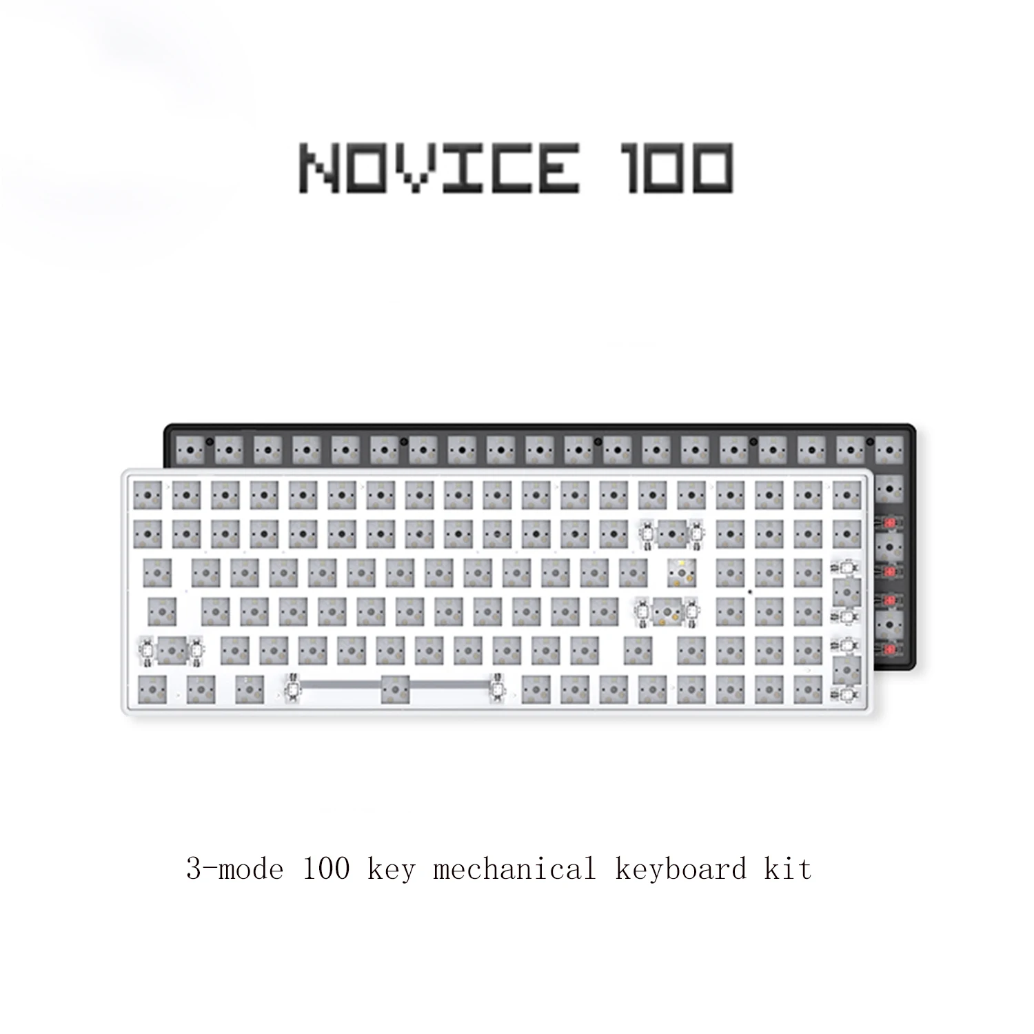 ZUOYA 맞춤형 기계식 키보드 키트, 핫 스왑 가능 샤프트 베이스 축, 2.4G 블루투스 무선 키보드, Novice100, 3 가지 모드