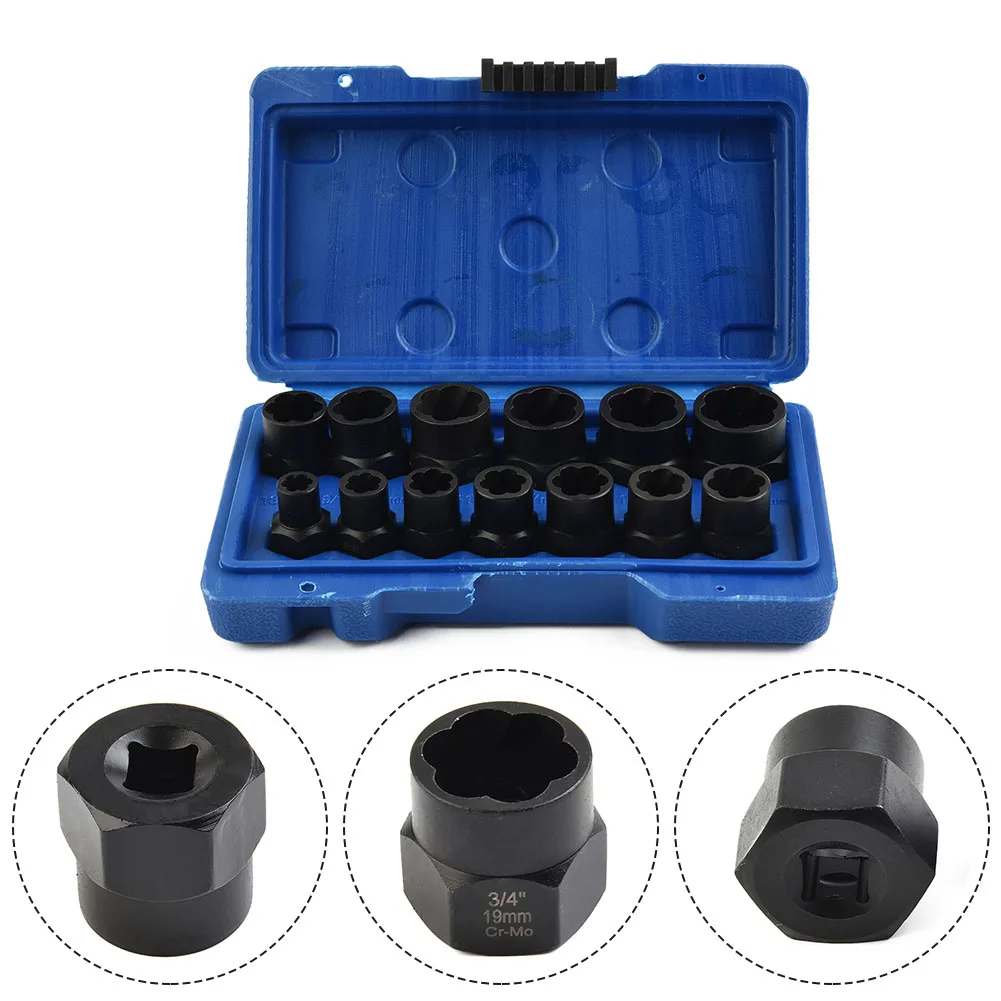 

For Home Improvement Nut Extractor Set 13 Piece Socket Set Remover Compatible With Ratchet Wrench High-Hardness Steel