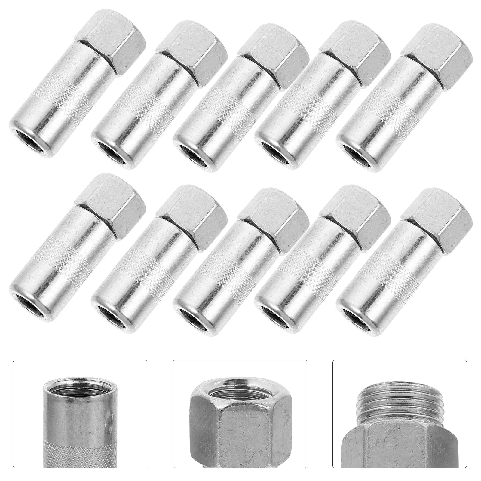 

10 Pcs Grease Nozzle Tip Sprayer Accessories Air Car Accesories Silver Iron 4 Jaw Nipples