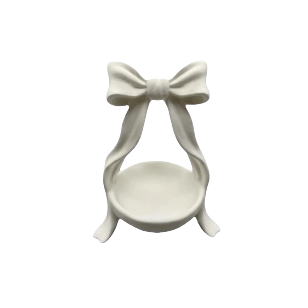 

New Plastic Material Bowknot Storage Dish Simple Design Pure White Jewelry Tray Decorative Cute Style Key Storage Box Bedroom