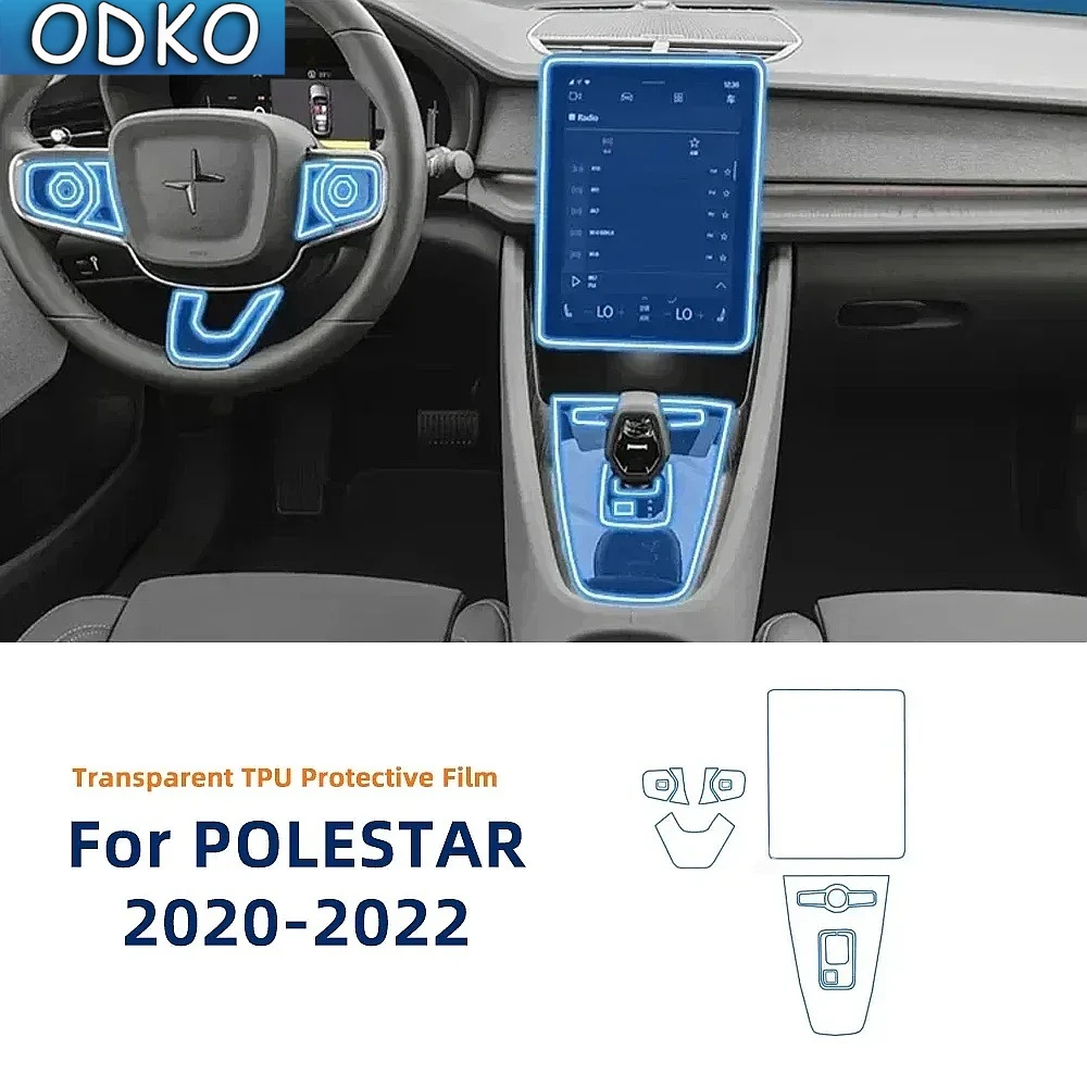 For Polestar 2 2021-2023 Car Interior Center Console Media Dashboard Navigation TPU Anti-scratch Protector Film Accessories