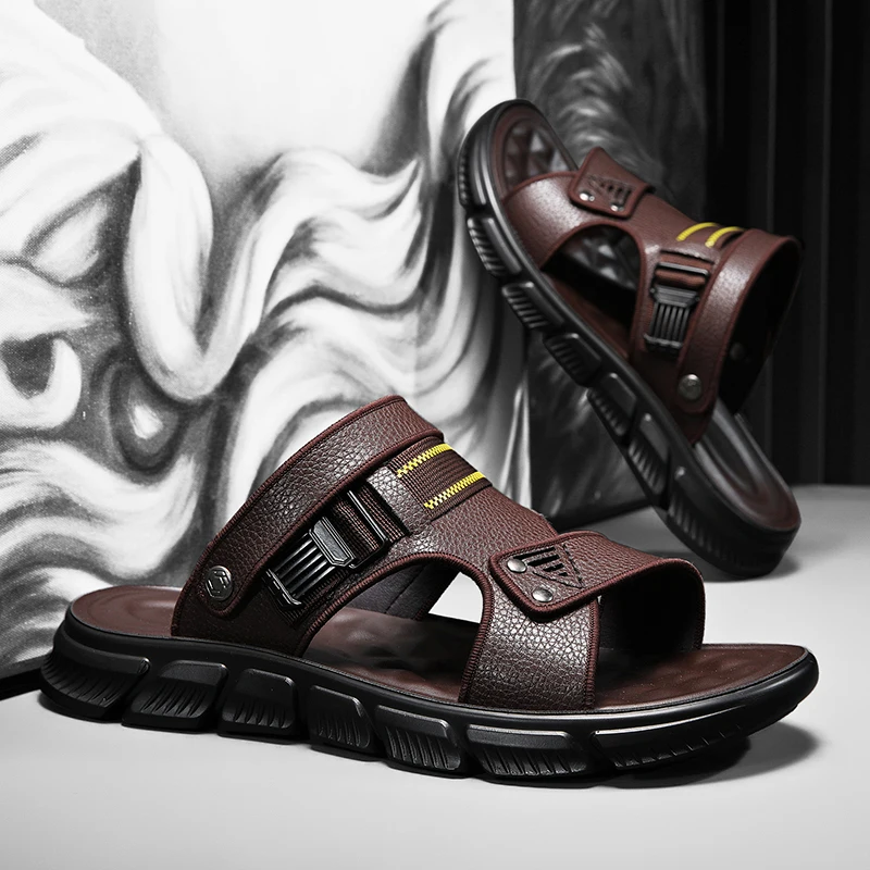 

Leather Men Shoes Summer New Large Size Men's Sandals Men Sandals Fashion Sandals Slippers Big Size