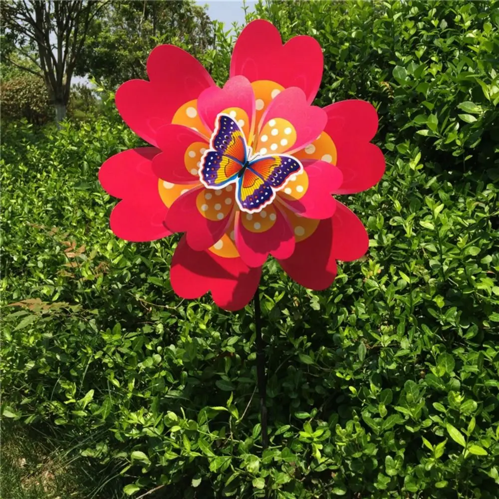 Molino de viento de pétalos de dibujos animados de baile de mariposa multiestilos, Spinner de viento giratorio colorido de PVC, diámetro 38cm de doble capa