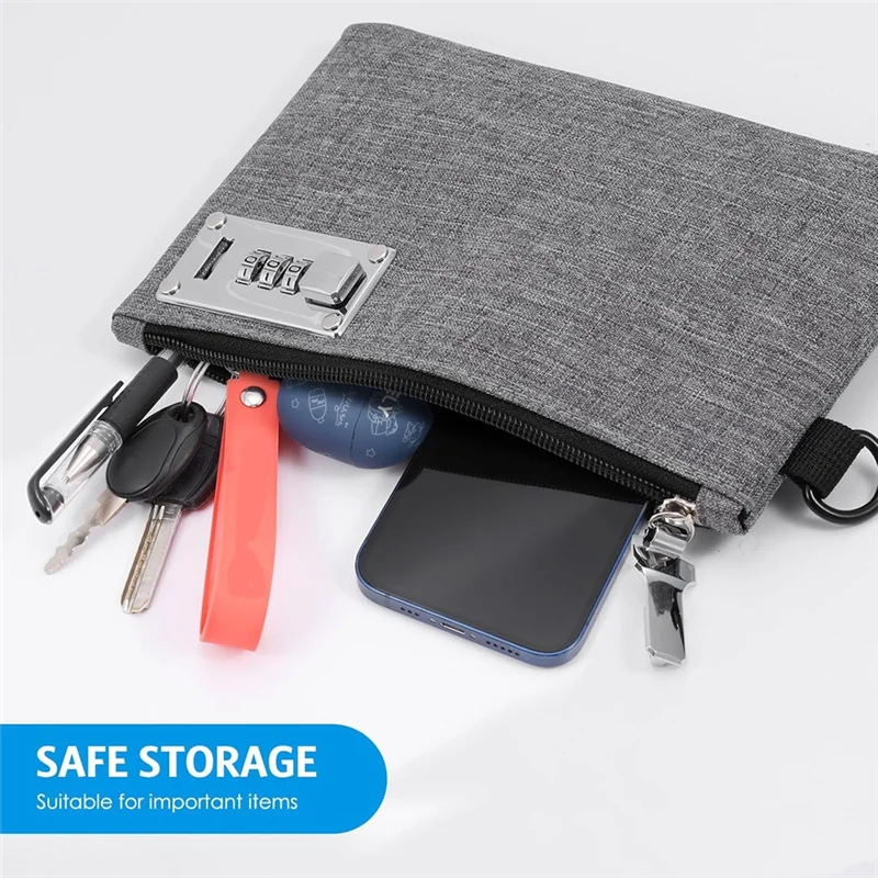 T24C 2 Pieces Lockable Money Pockets, Secure Nylon Lock Coin Purse Bank Bag With Zipper For Travel, Cash, Jewelry, Passport