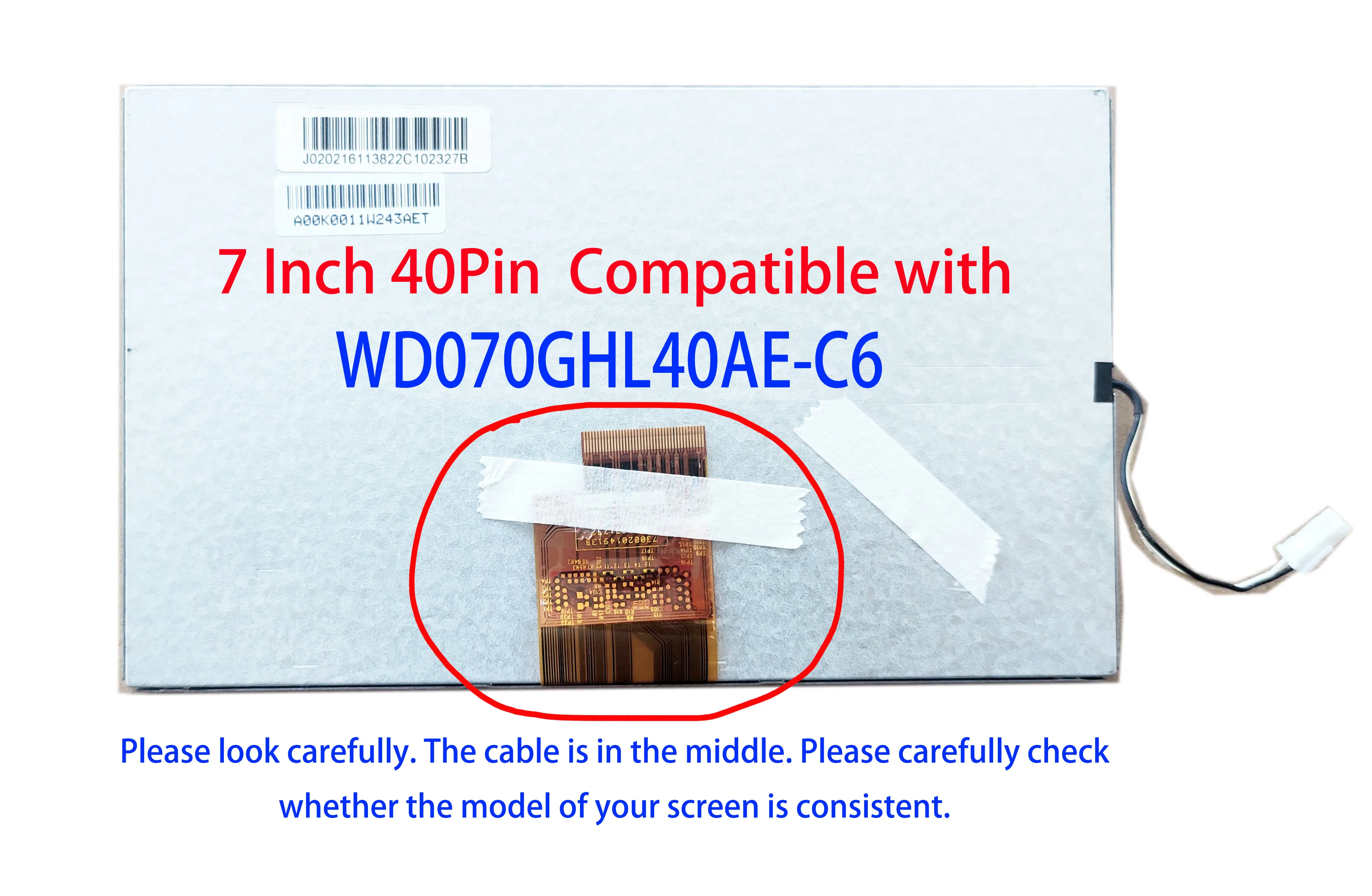 7 Inch LCD 40pin NEW  For Radio 165*100mm WD070GHL40AE-C6 Compatible Rk-a712  GT911 6Pin Digitizer Sensor AC8202A