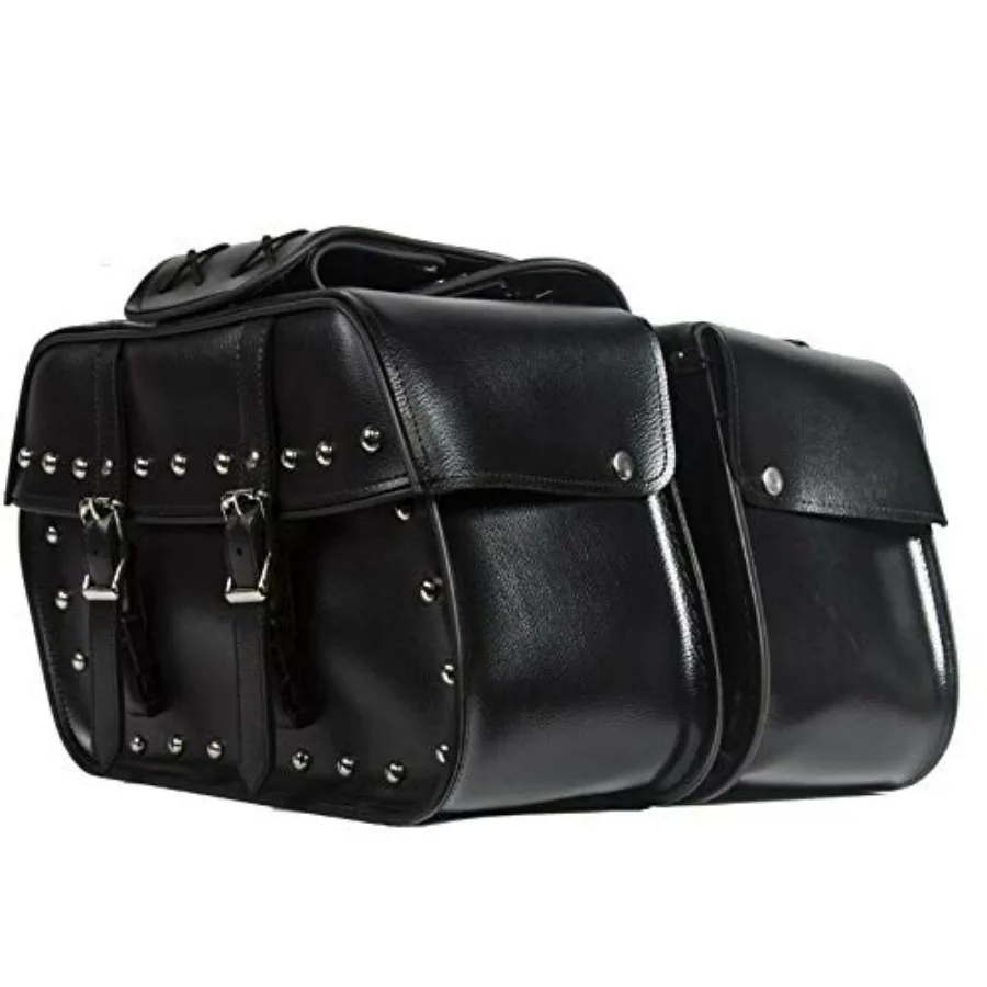 

Unisex Waterproof Universal Leather Motorcycle Saddle Bag Durable Two Strap Design Comfortable and Stylish Biker Storage Bag Bl