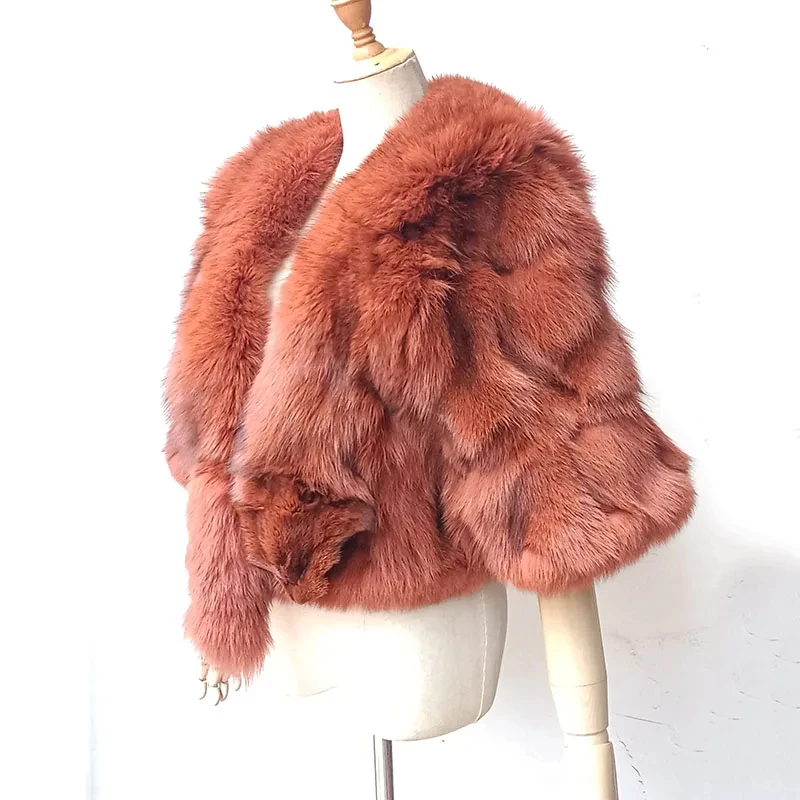 2024 New Women Real Fox Fur Coat Winter Female Natural Fox Fur Short Coats High Quality Real Fox Fur Jacket