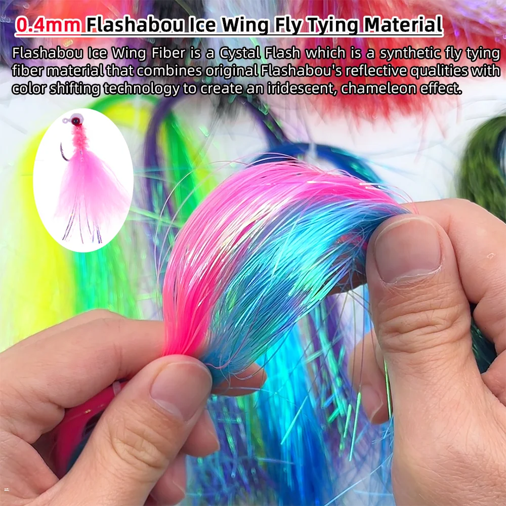 2 Packungen/14 Packungen 0,4mm Kristall-Flach-Tinsel Ice Wing Flashabou Tinsel Fliegenbindematerialien für Nymphen, Jigs, Köder, Minnows, Streamer-Fliegen – Detail 2