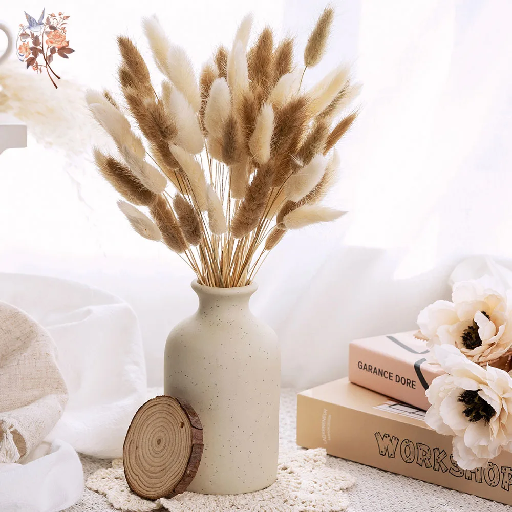 

50Pcs Mix Rabbit Tail Grass Dried Flowers Small Bouquet Living Room Boho Home Decor Lagurus Ovatus DIY Vase Flower Arrangement