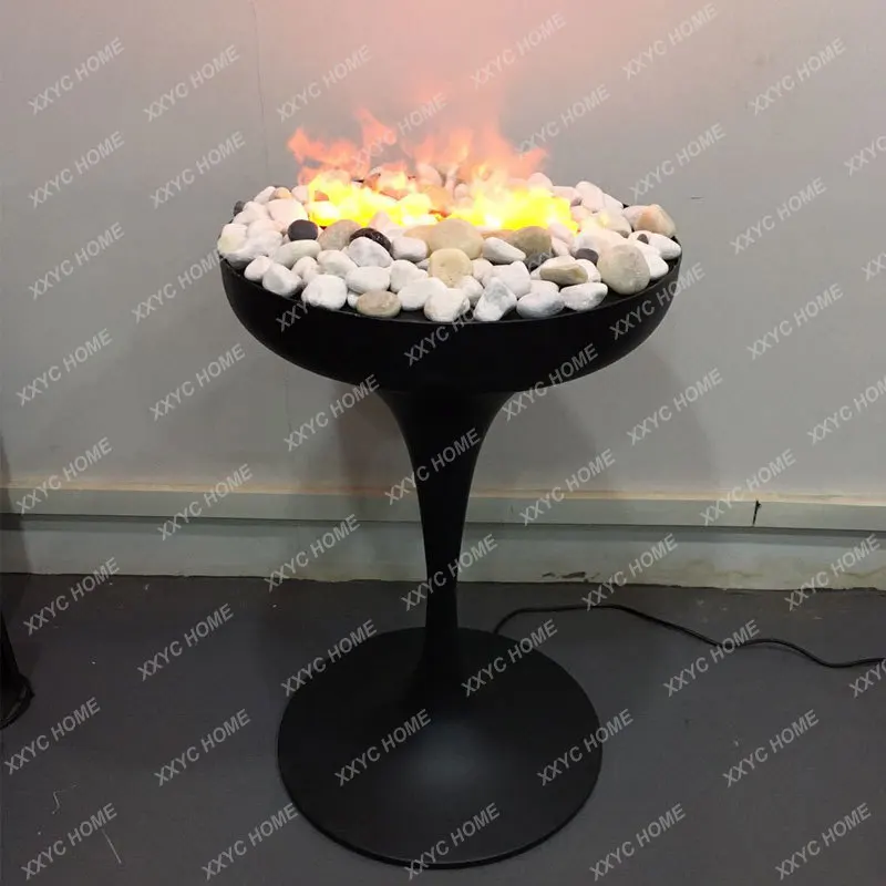 

A Custom Round 3D Atomizing Fireplace Steam Humidifier High Simulation Flame Embedded Decorative Electric Wall