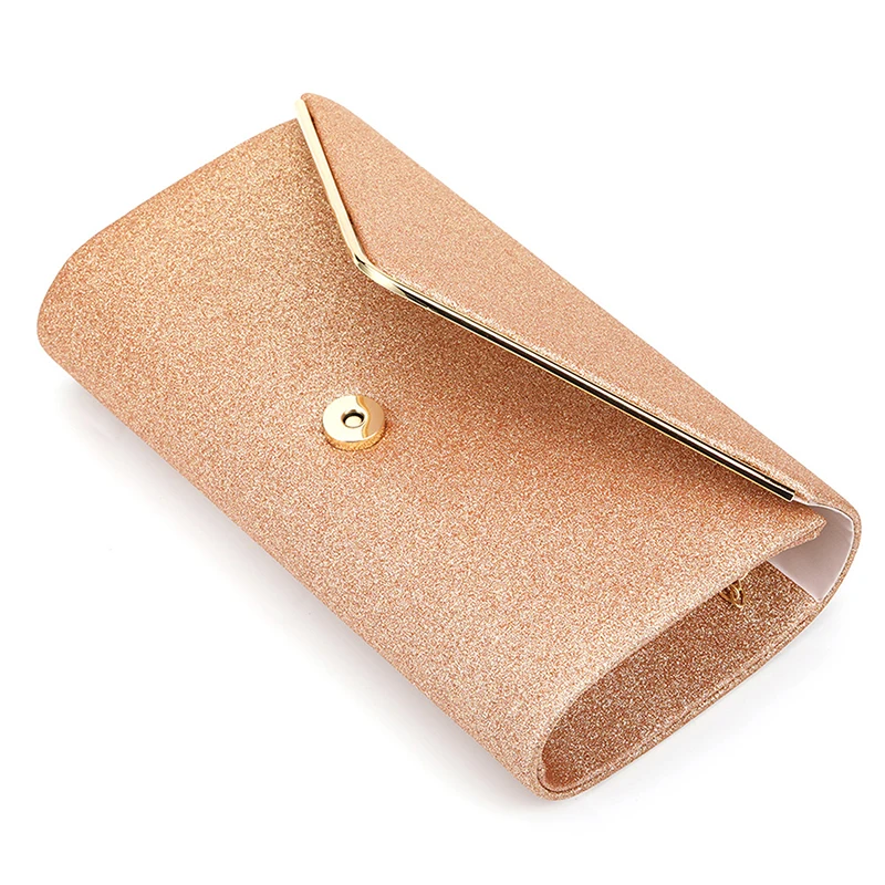 Nuova pochette da sera con diamanti per donna borsa a tracolla a catena con pochette dorata da sposa borsa piccola da festa con manico in metallo