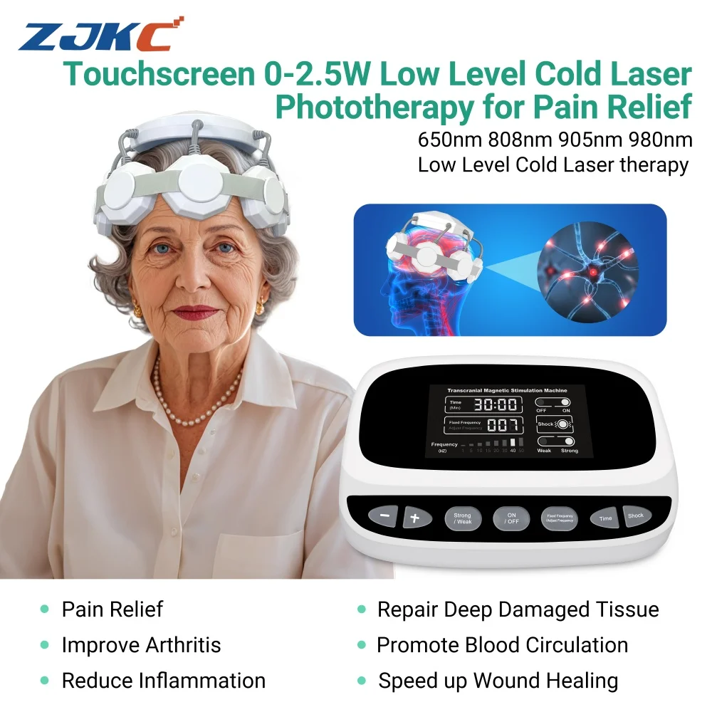 ZJZK rTMS Brain Stimulation Device Non Invasive Neuro Modulation System for Anxiety Depression Insomnia PTSD Therapy Home Use