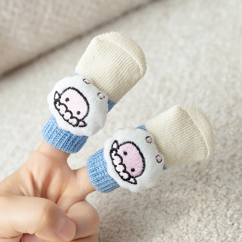 Warm Puppy Socks 3D Doll Cute Dog Socks Cat Knit Anti-slip Socks Thick Paw Protector Booties Socks Sheep Fish Avocado Socks