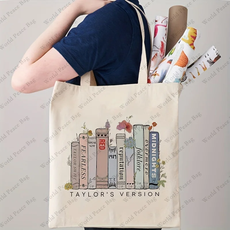 1 pz The Eras Tour Pattern Tote Bag, Floral Book Album borsa a tracolla in tela, versione TS borsa, regali di natale e Halloween