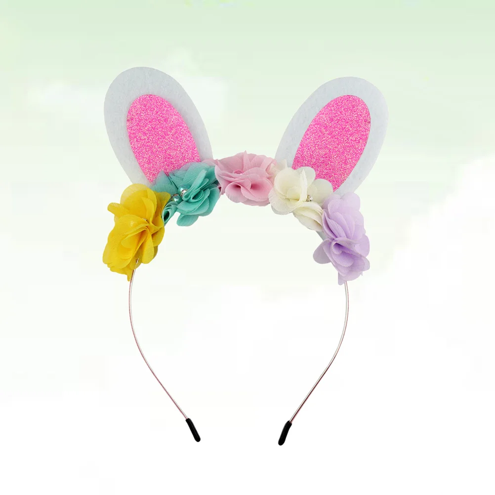 

2Pcs Easter Bunny Ears Flower Headband Kids Party Costume Photo Props Accessories Easter Headband Party Costume