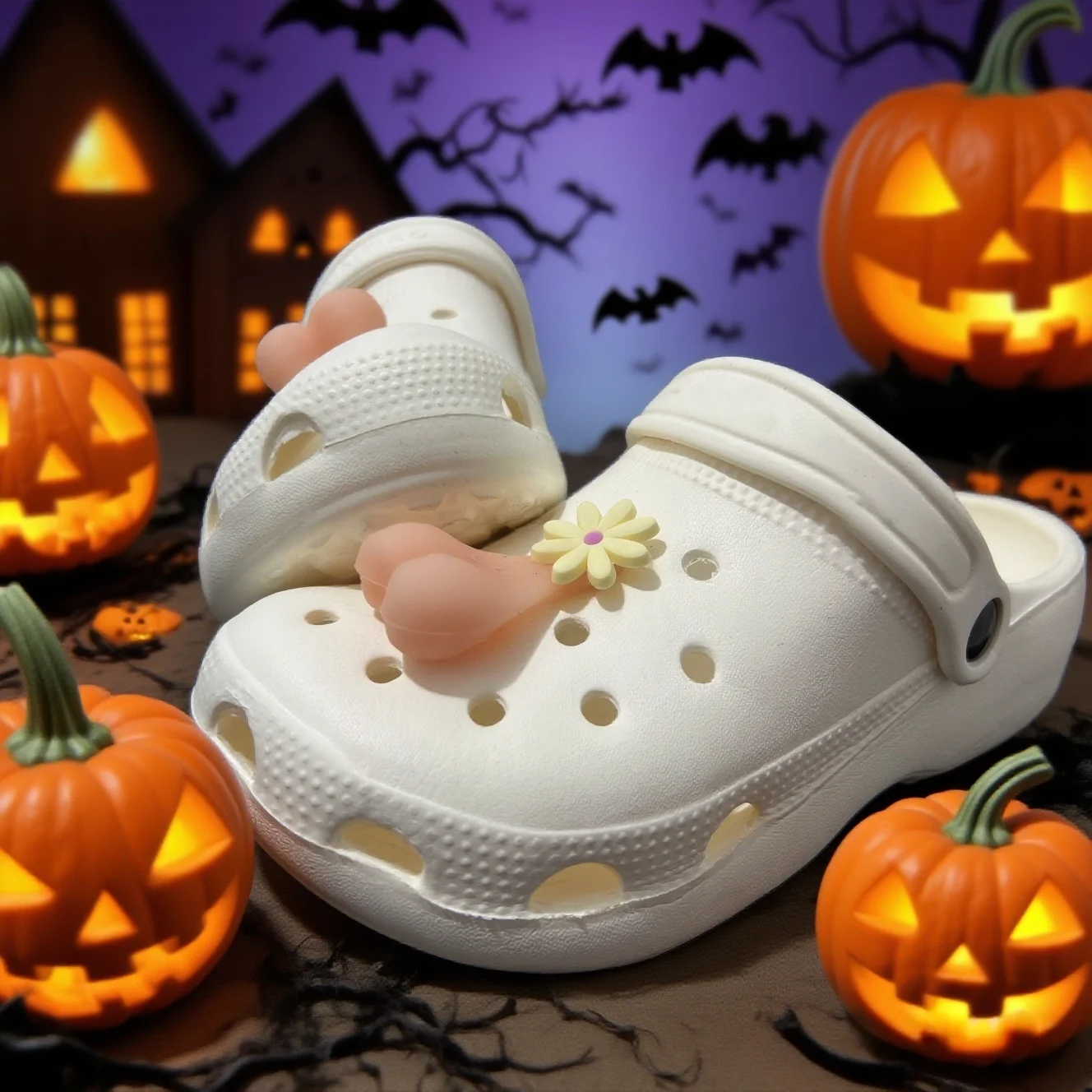 2pcs Funny Parody Testis Shoe Charms Fluorescence PVC Pendant Spoof Shoe Buckle Sandal Shoes Ornaments Gifts for Friends