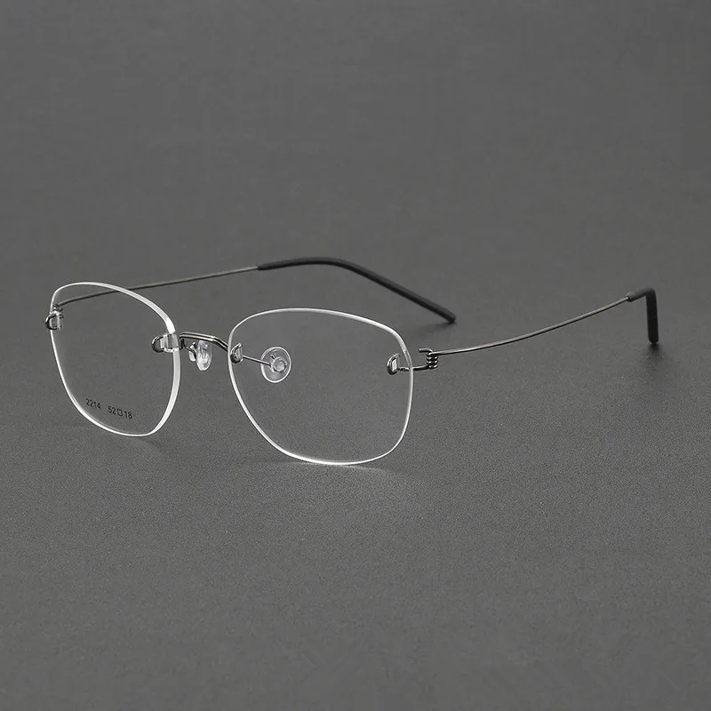 Denmark Titanium Frameless Glasses Frame Screwless Design Men Square Business Rimless Eyeglasses Rectangle Spectacle Gafas 2214