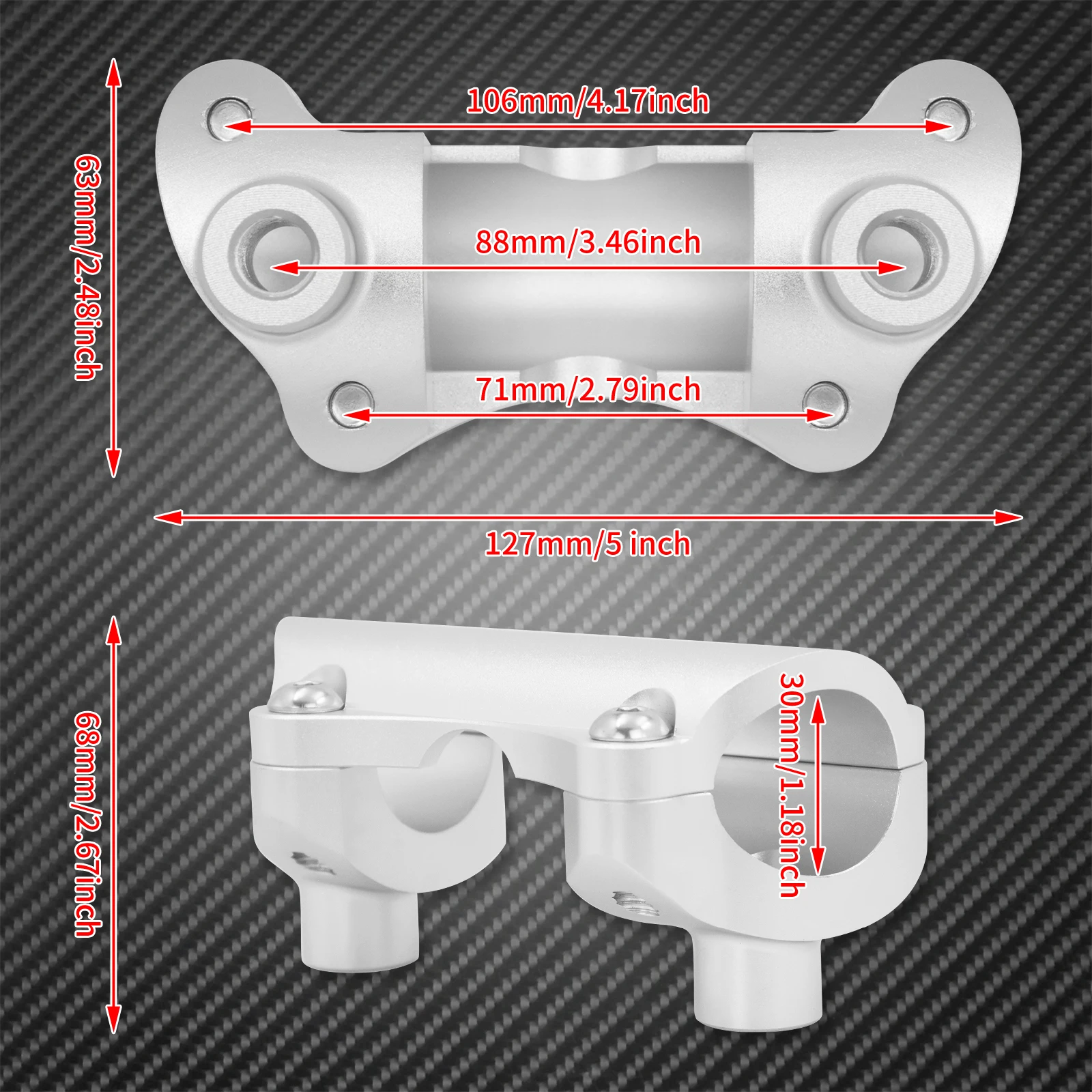 Motorcycle Universal 1-1 1/4 in Handlebar Risers Top Clamp Mount Cover Black/Chrome For Harley Dyna Softail Touring Sportster XL