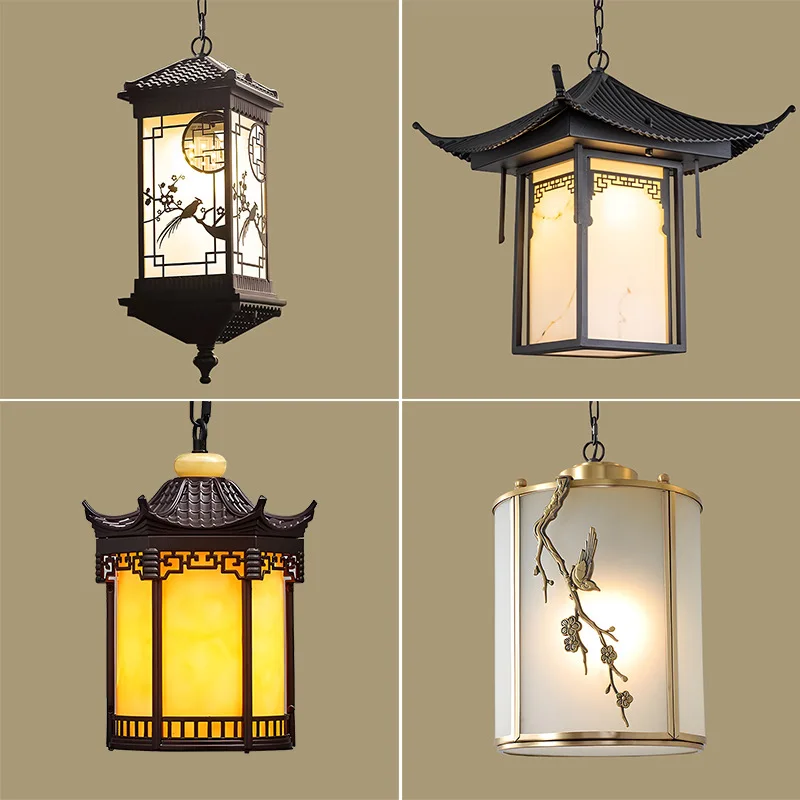 

Outdoor Chandelier New Chinese Garden Lantern Pavilion Light Outdoor Villa Corridor Palace Pavilion Solar Light