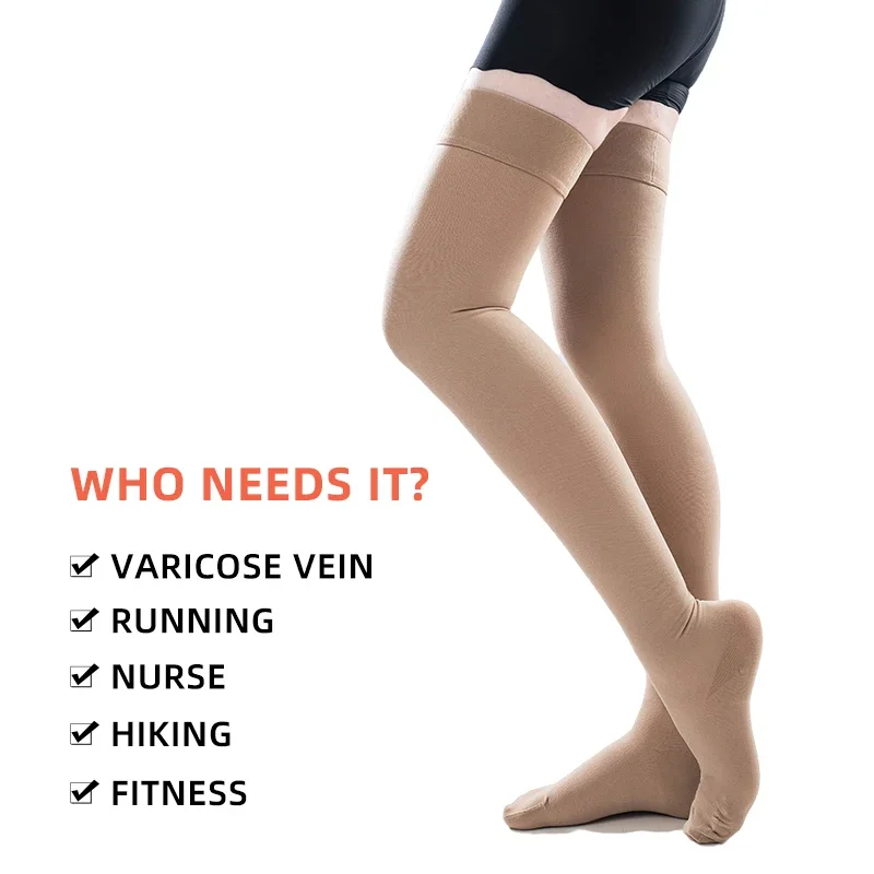 30-40 MmHg Over Knee Closed Toe Varicose Veins Sock Men Women Medical Thigh High Compression Stocking Class