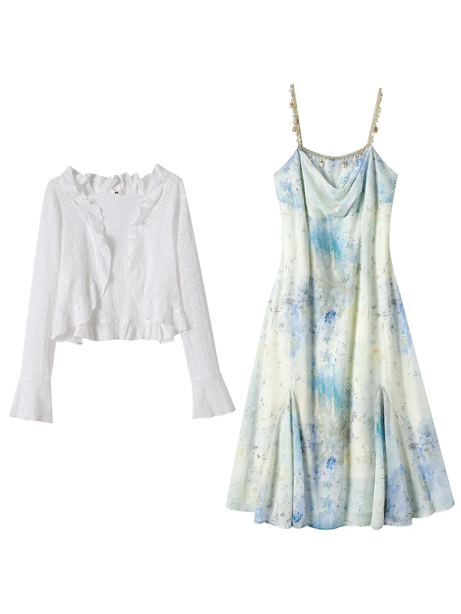 Busto de talla grande de 150Kg para mujer, vestido camisola holgado y dulce, cárdigan de punto, conjunto de dos piezas 4XL 5XL 6XL 7XL 8XL 150