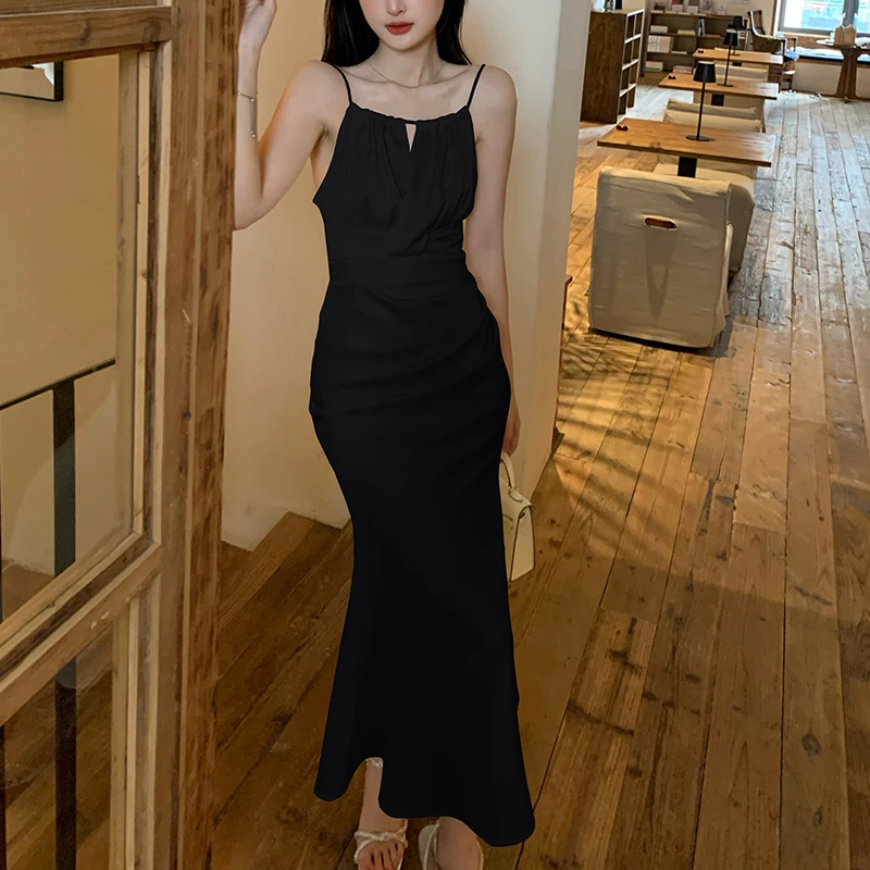 Sukienka satynowa na wesele, studniówkę, dla kobiet, elegancka, bez rękawów, syrenka, seksowna, z wycięciami, sukienki wieczorowe, lato