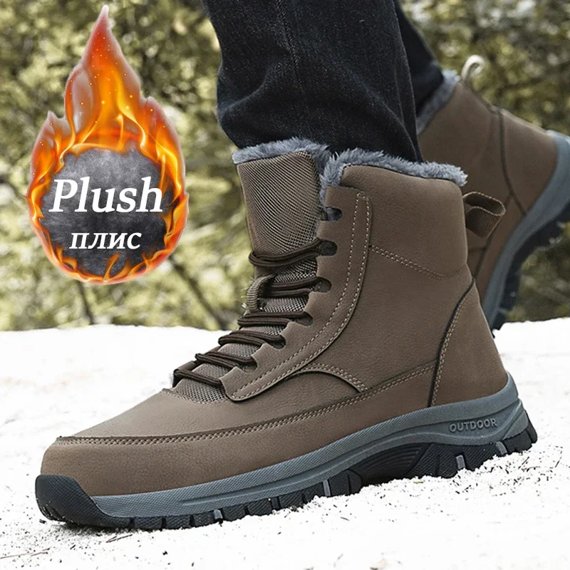 NeW Men Winter Snow Boots for Waterproof Leather Sneakers Super Warm Men's Boots Outdoor Male Hiking Boots Work Shoes Size 39-48 view 3