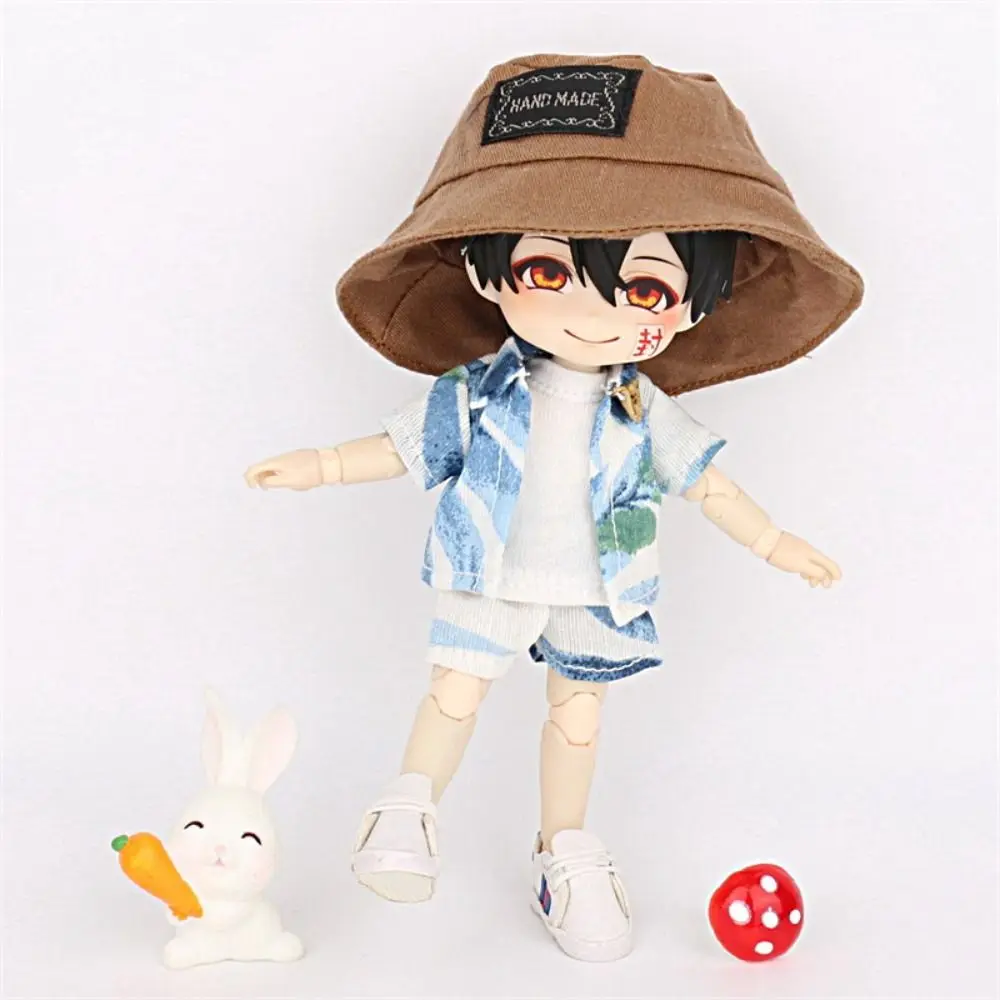 Doll's Clothes 1/12 BJD Fisherman Hat Handmade Toy Accessories Mini Bucket Hat Mini Cute OB11 Doll Hats Cotton Doll Accessories