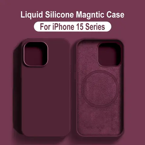 เคสชาร์จไร้สายสำหรับ For MagSafe สำหรับ For iPhone 15 11 14 13 12 Pro Max PLUS เคสซิลิโคนเหลวฝาปิดนิ่มแม่เหล็กอุปกรณ์เสริมโทรศัพท์