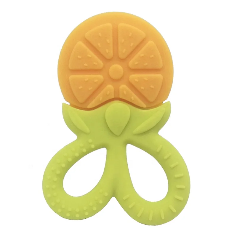 Mordida mastigar macio silicone bebê chocalho, mordedores, mordedor de frutas, produto comestível, segurança, gel de dente, venda quente