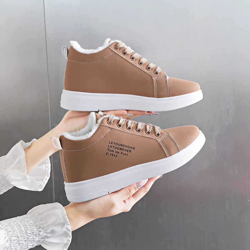 

Новые зимние ботинки, зимняя уличная женская обувь, теплая плюшевая женская повседневная обувь на меху, модные кроссовки на шнуровке, зимние ботинки на платформе