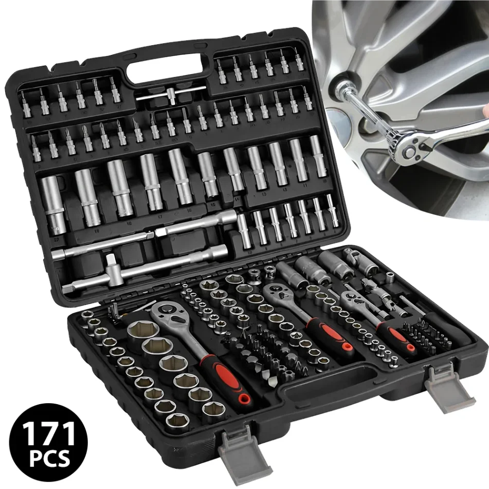 

171pcs Socket Wrench Set Car Repair Tool Ratchet Spanner Wrench 1/4 3/8 1/2 Ratchet Spanner Screwdriver Bits Hand Tool
