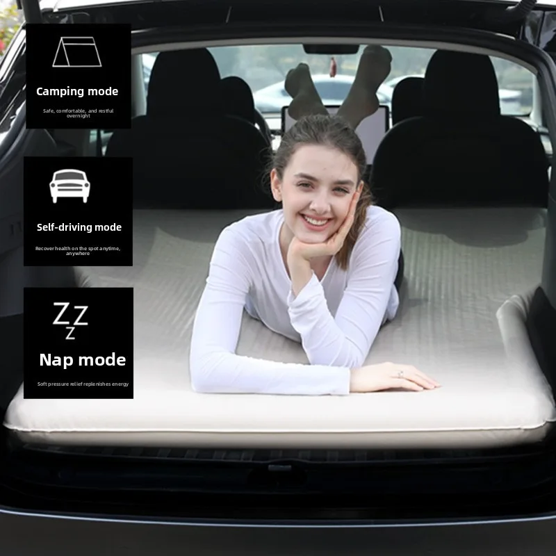Inflatable Auto Mattress For Model Y 3 Trunk Bed Camping Sleeping Pad SUV Air Mat Travel Rest With Wireless Pump Set Accessories
