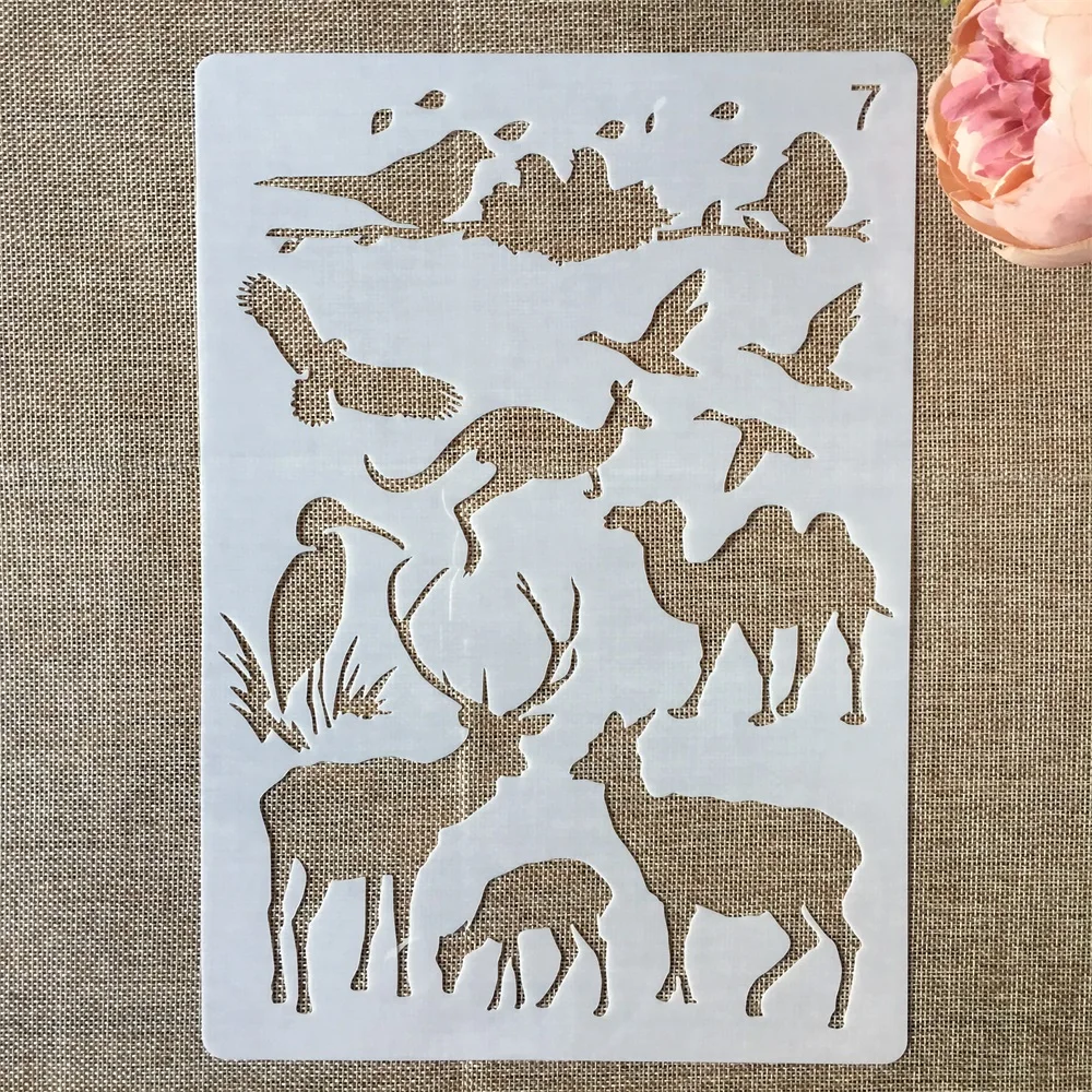 

A4 29*21cm Camel Kangaroo Deer Bird DIY Layering Stencils Painting Scrapbook Coloring Embossing Album Decorative Template