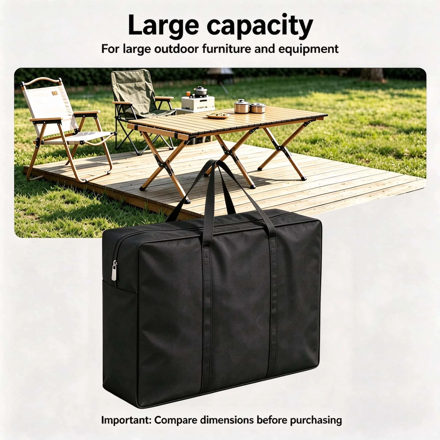 Black Water Table Storage Bag Made of 420D Oxford Cloth, Suitable for Camping and Picnics, Easy to Carry.