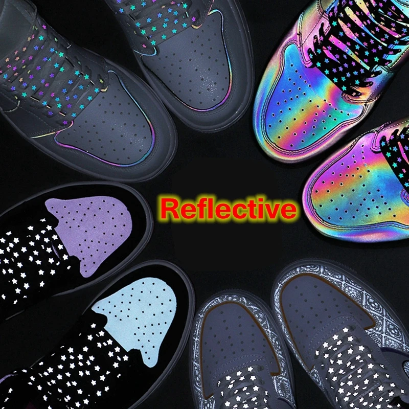 4 Colors Reflective Shoelaces Sky star Fashion Trend Shoe Laces Flat Women And Men Casual shoes Accessories Shoelace YG-6