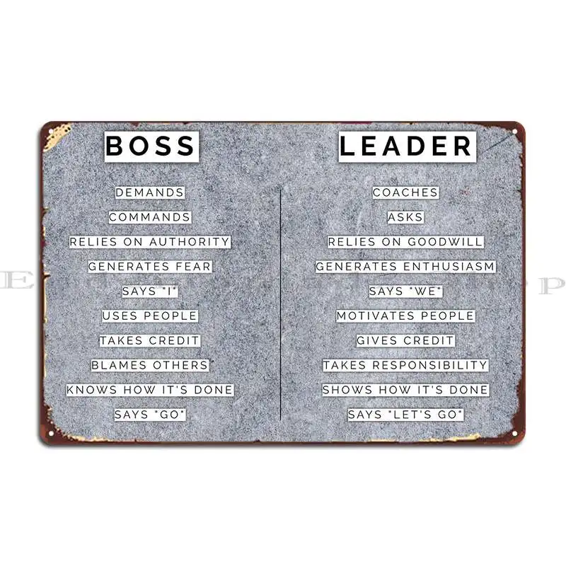 Concrete Boss Vs Leader Metal Plaque Poster Cinema Wall Decor Club Printing Cinema Tin Sign Poster