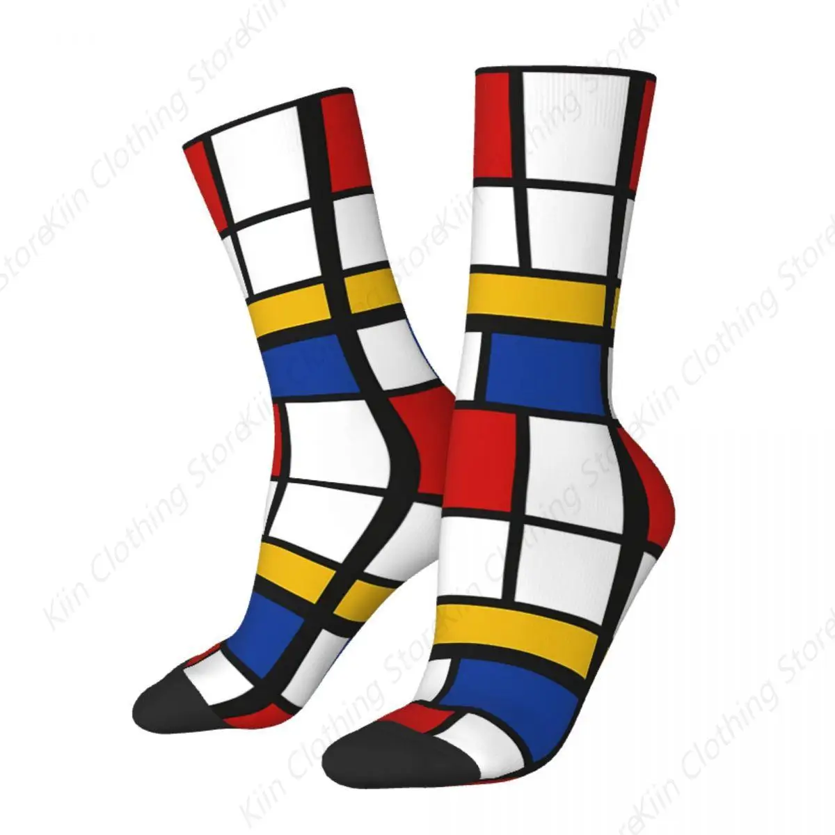 Happy Men's Socks De Stijl Mondrian Inspired Retro Harajuku Geometric Hip Hop Casual Pattern Crew Crazy Sock Gift Printed