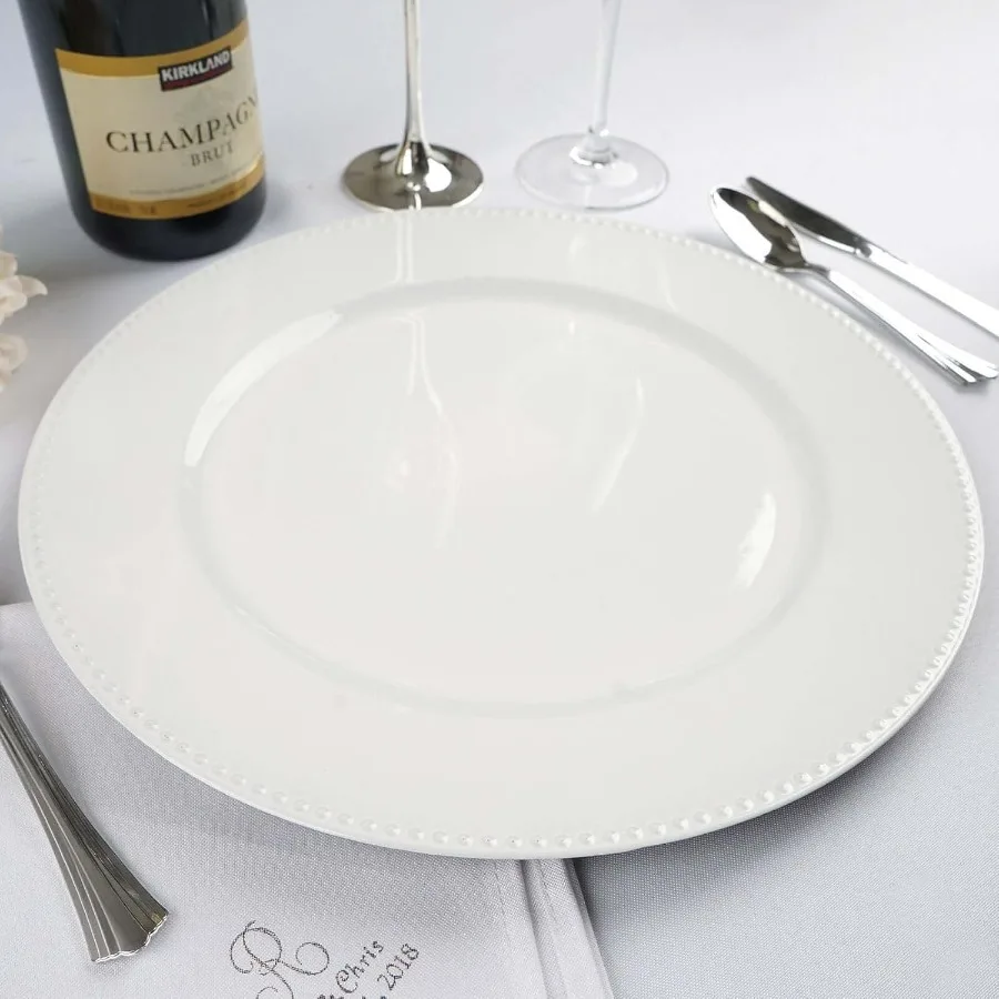 

Efavormart, 24 упаковки, 13 дюймов, белая акриловая пластиковая круглая тарелка для зарядного устройства, декор для столешницы для мероприятий