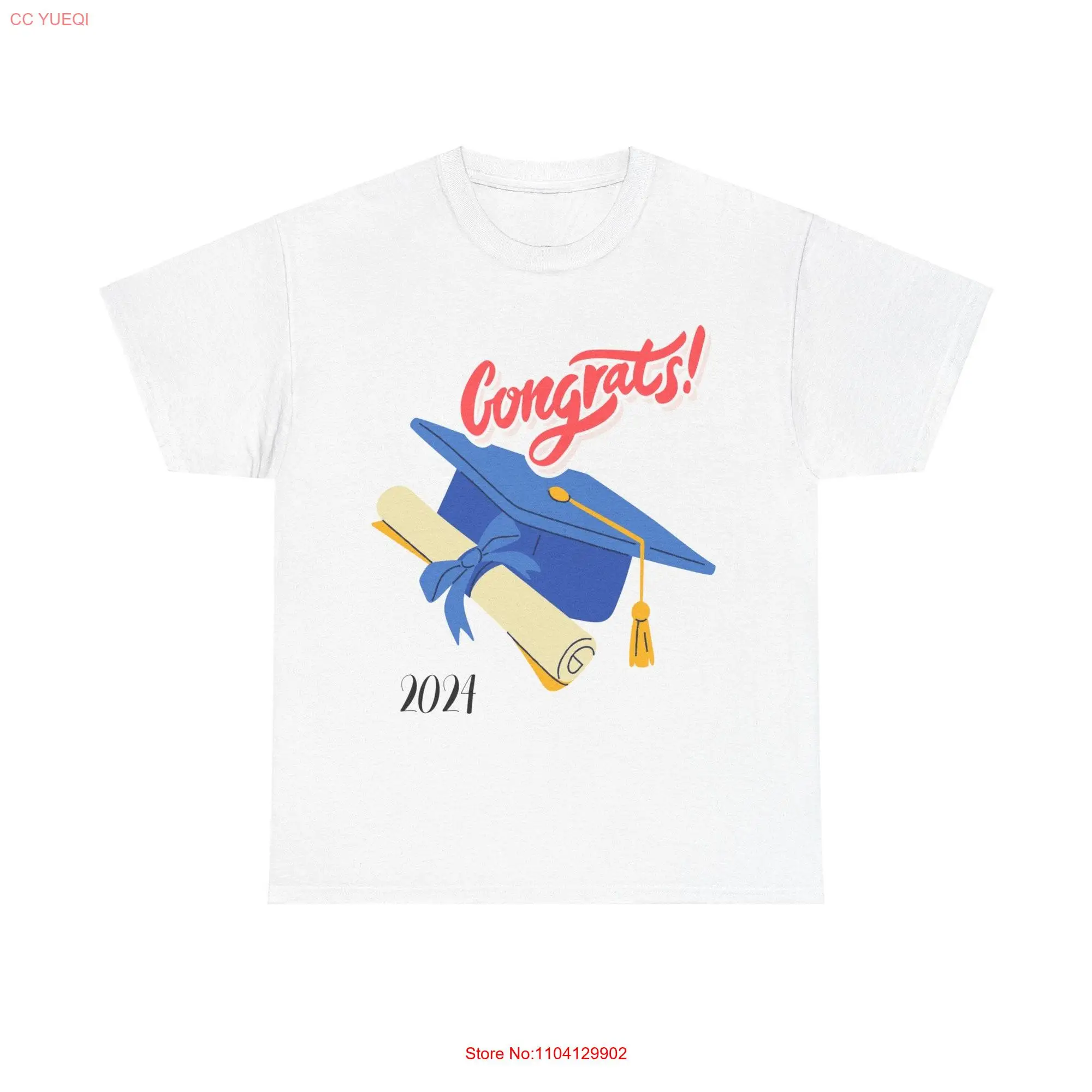 Congrats Graduation T Shirt Class of 2024 Grad GifT Cotton Top Celebratory long or short sleeves