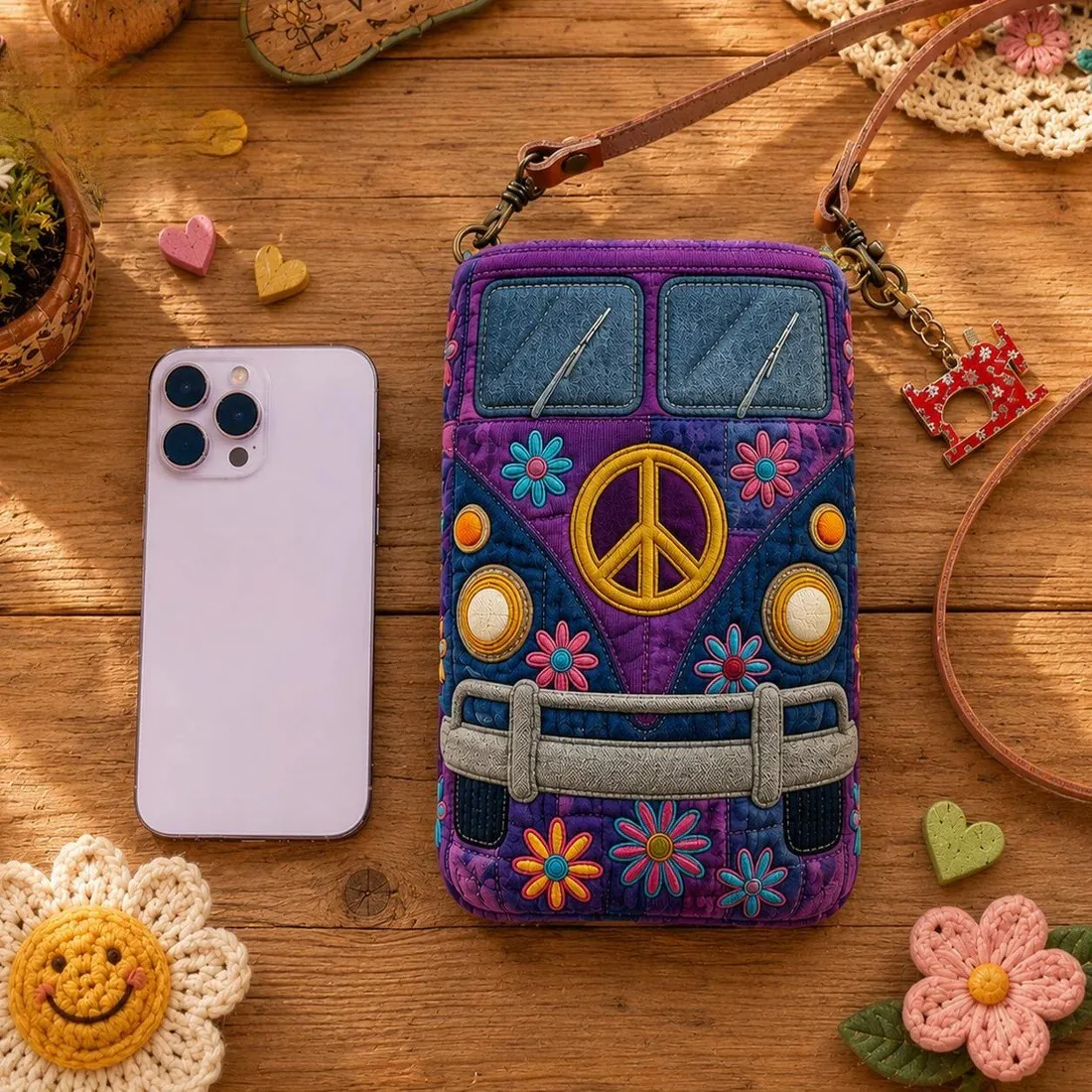 3D Printed Quilted Crossbody Cell Phone Bag Personalized Gift Adjustable Strap Mini Shoulder Purse Pouch Women Daily Outdoor Bag